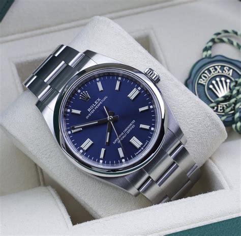 rolex oyster perpetual blue face gold|rolex oyster perpetual 36mm blue.